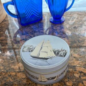 Sailboat Design Tin Container